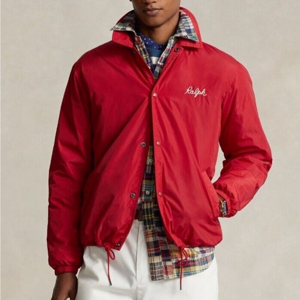 NEW MEN'S POLO RALPH LAUREN NY STATE CHAMPS COACH'S JACKET IN RED